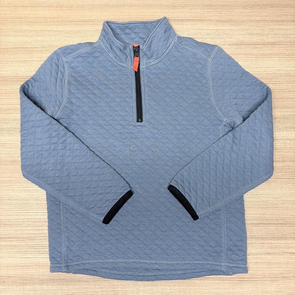 Crewcuts Boys Quilted Quarter Zip Pullover S 6/7 Blue Preppy Academia Gorpcore